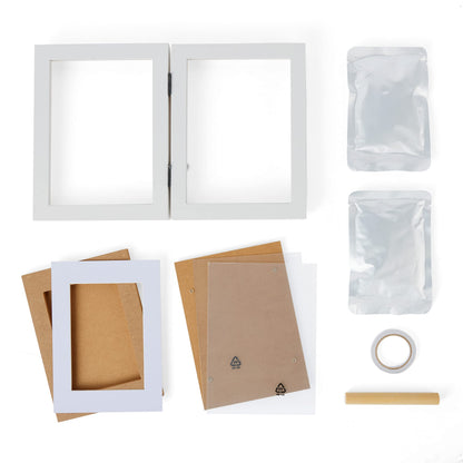 Chuckle Baby Hand and Footprint Kit - White Wooden Photo Frame (Fits 5x7 Pictures) with Air-Drying Clay, Roller and Instructions - Newborn Keepsake Gift for Baby Showers and New Mums
