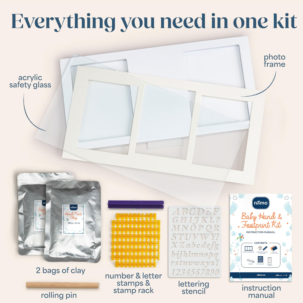 Niimo® Baby Hand and Footprint Kit - Inkless Clay Prints & Photo Frame