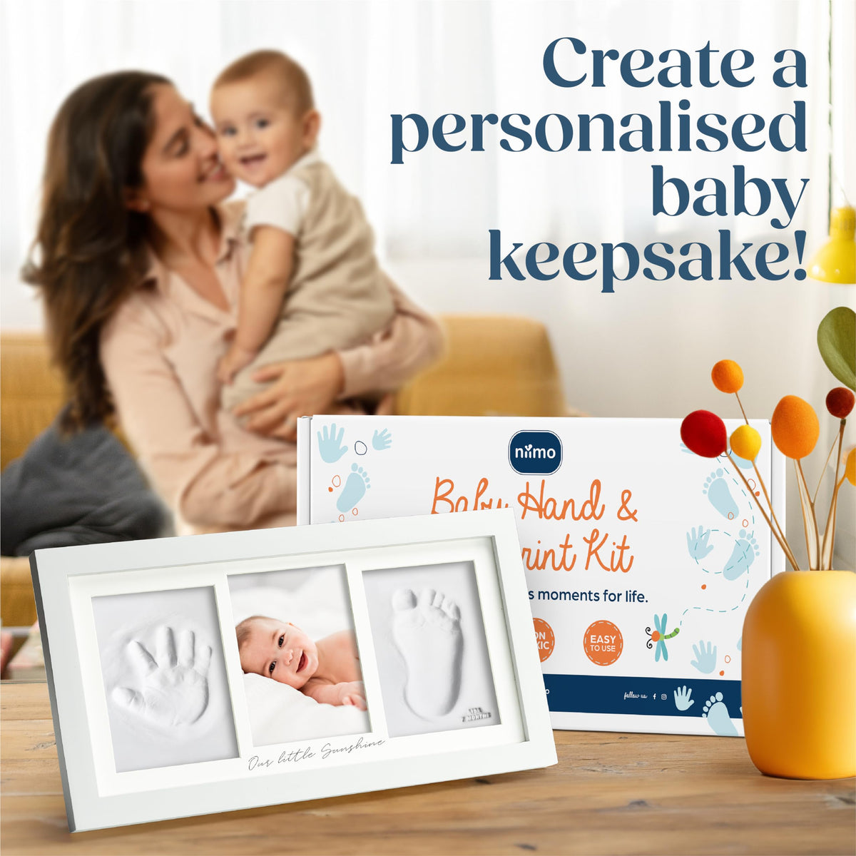 Niimo® Baby Hand and Footprint Kit - Inkless Clay Prints & Photo Frame
