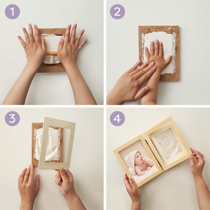 Chuckle Baby Hand and Footprint Kit - White Wooden Photo Frame (Fits 5x7 Pictures) with Air-Drying Clay, Roller and Instructions - Newborn Keepsake Gift for Baby Showers and New Mums