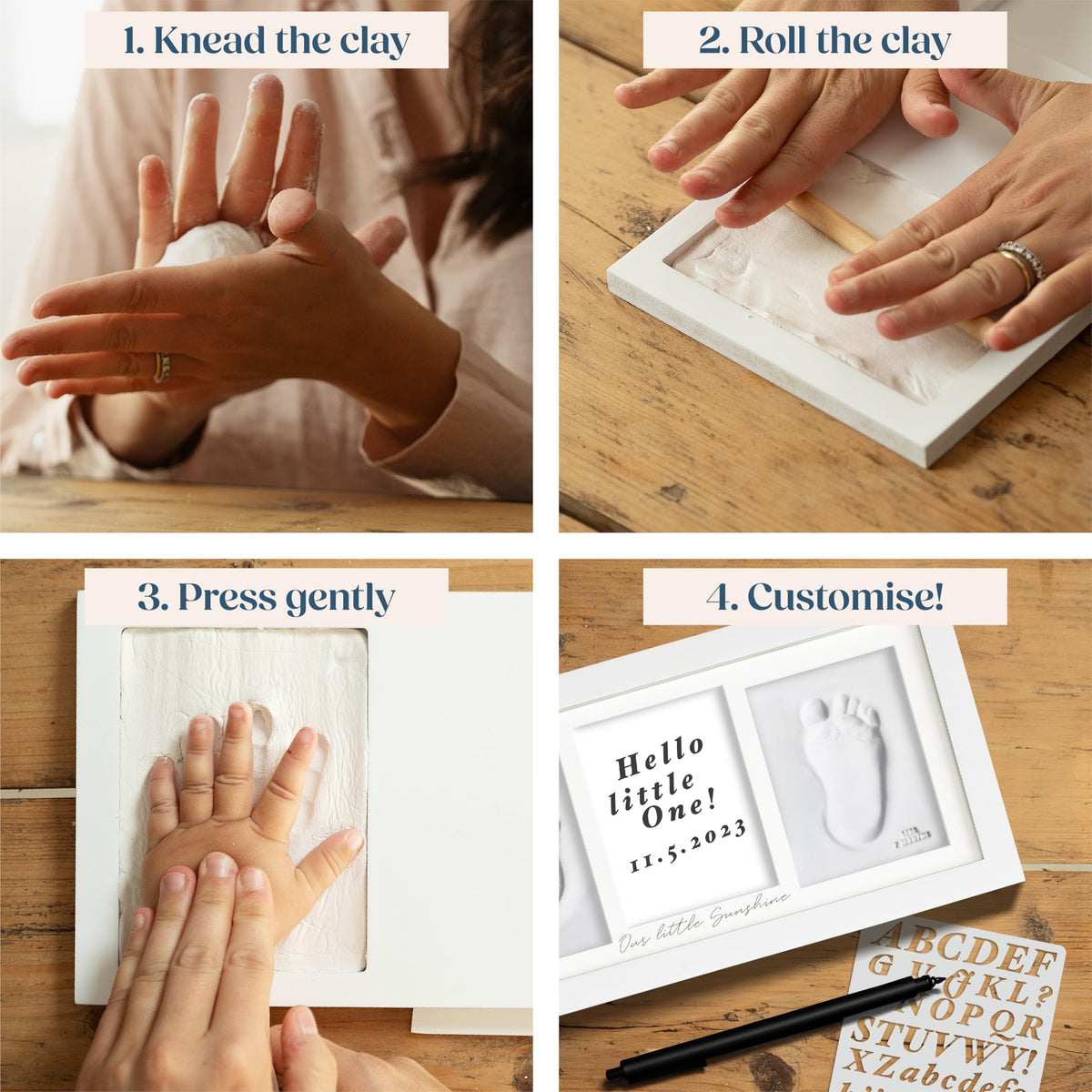 Niimo® Baby Hand and Footprint Kit - Inkless Clay Prints & Photo Frame